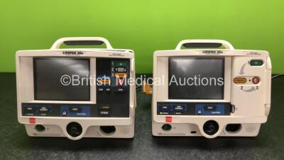 2 x Lifepak 20e Defibrillators Including ECG and Printer Options (1 x Draws Power Does Not Power Up, Both Missing Printer Modules, 1 x Spares and Repairs)