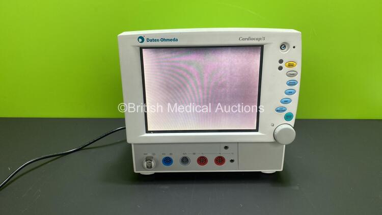 Datex-Ohmeda Cardiocap/5 Patient Monitor with NIBP, ECG, SPO2, P1, P2, T1 and T2 Options (Powers Up with Blank Screen and Damaged Power Button - See Photos) *FBWH00667 / FS0072030*
