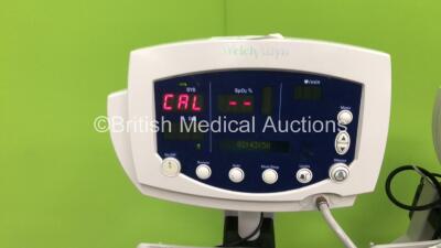 3 x Welch Allyn 53N00 Patient Monitors on Stands with 2 x Power Supplies and 1 x Welch Allyn Spot Vital Signs Monitor on Stand (All Power Up) - 4