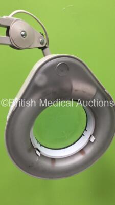 2 x Luxo Patient Examination Lamps on Stands (1 x Powers Up with Good Bulb - 1 x Missing Wheel) - 3