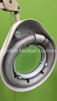 2 x Luxo Patient Examination Lamps on Stands (1 x Powers Up with Good Bulb - 1 x Missing Wheel) - 4