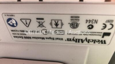 4 x Welch Allyn 6000 Series Vital Signs Monitors on Stands with 4 x Leads (All Power Up) *NA* - 7