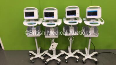 4 x Welch Allyn 6000 Series Vital Signs Monitors on Stands (All Power Up with 1 x Missing Battery Casing) *NA*
