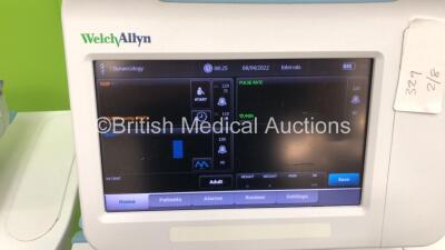 4 x Welch Allyn 6000 Series Vital Signs Monitors on Stands (All Power Up with 1 x Missing Battery Casing) *NA* - 4