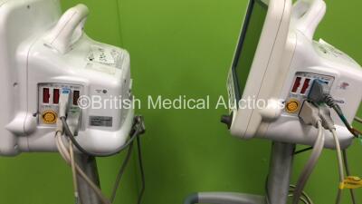 2 x GE DASH 4000 Patient Monitor on Stand with CO2, BP1, BP2, SPO2, Temp/Co NBP and ECG Options with Selection of Cables (Both Power Up) - 5