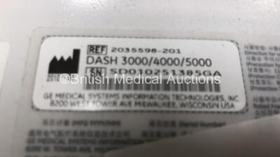 2 x GE DASH 4000 Patient Monitor on Stand with CO2, BP1, BP2, SPO2, Temp/Co NBP and ECG Options with Selection of Cables (Both Power Up) - 5