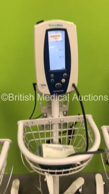 5 x Welch Allyn SPOT Vital Signs Monitors on Stands with Chargers and Some Leads (All Power Up) - 4