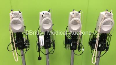 4 x Welch Allyn 420 Series Vital Signs Monitors on Stands with Selection of Leads (All Power Up) - 6