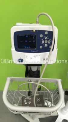 2 x Welch Allyn Spot Vital Signs LXi Vital Signs Monitors on Stands with Leads and 1 x Welch Allyn Propaq LT Patient Monitor on Stand with BP Hose and Cuff (Powers Up) - 4