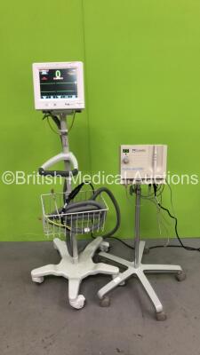 1 x ConMed Hyfrecator 2000 Electrosurgical Unit on Stand with Handpiece and ivy BioMedical 7800 Cardiac Trigger Monitor on Stand (Both Power Up)