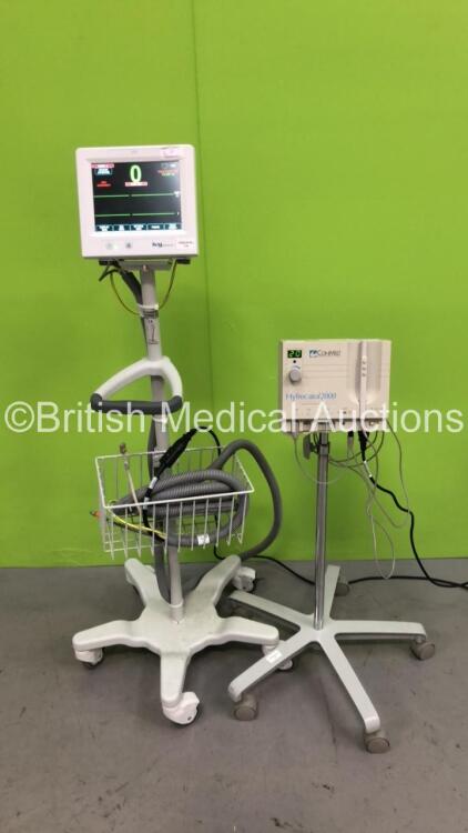 1 x ConMed Hyfrecator 2000 Electrosurgical Unit on Stand with Handpiece and ivy BioMedical 7800 Cardiac Trigger Monitor on Stand (Both Power Up)