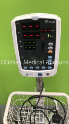 2 x Mindray VS-800 Vital Signs Monitors on Stands (Both Power Up) and 1 x Welch Allyn 53NT0 Vital Signs Monitor on Stand (No Power Supply) *S/N BY82104367 / JA067239* - 3