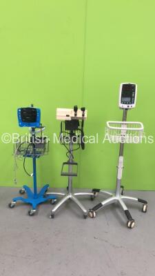 1 x Mindray VS-800 Vital Signs Monitor on Stand (Cracked Surround / Light) 1 x Welch Allyn Otoscope / Ophthalmoscope Set on Stand with 2 x Handpiece and 2 x Heads and 1 x GE Dinamap Carescape V100 Vital Signs Monitor on Stand with SPO2 Finger Sensor (All