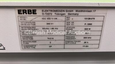 ERBE ICC 300 Electrosurgical/Diathermy on Mobile Trolley (Powers Up) * SN F-1040* - 3