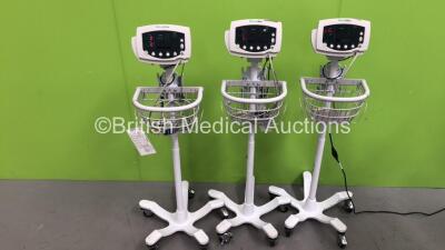 3 x Welch Allyn 53N00 Vital Signs Monitor on Stands (All Power Up)