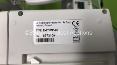 3 x Datex Ohmeda S/5 FM Monitors with 2 x Type -PSMP-00 and 1 x Type-PSM-00 Modules (All Power Up with 1 x Missing Dial) *6459821 / 6383805 / 6263666* - 9