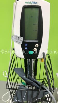 1 x Welch Allyn 53N00, 2 x Welch Allyn 53NT0 Vital Signs Monitors on Stands and 1 x Welch Allyn 420 Series Vital Signs Monitor on Stand (All Power Up) *JA069498 / JA067236 / JA059088* - 2