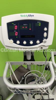 1 x Welch Allyn 53N00, 2 x Welch Allyn 53NT0 Vital Signs Monitors on Stands and 1 x Welch Allyn 420 Series Vital Signs Monitor on Stand (All Power Up) *JA069498 / JA067236 / JA059088* - 3