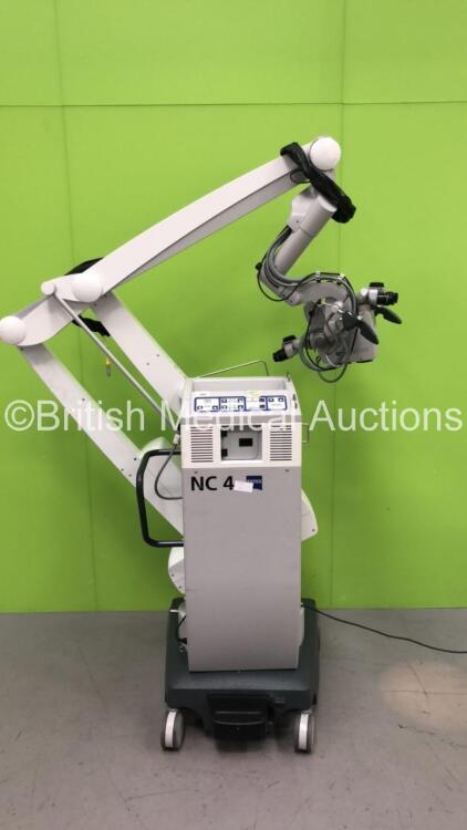 Zeiss OPMI NEURO Triple Operated Surgical Microscope with 3 x Zeiss f170 Binoculars, 6 x 10x Eyepieces, Zeiss Varioskop Lens, Zeiss Superlux 301 Light Source on Zeiss NC 4 Stand (Powers Up with Clear View)