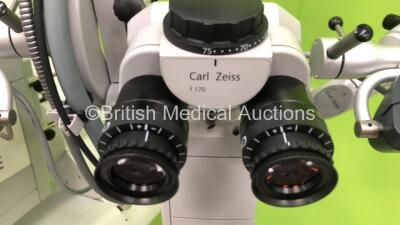 Zeiss OPMI NEURO Triple Operated Surgical Microscope with 3 x Zeiss f170 Binoculars, 6 x 10x Eyepieces, Zeiss Varioskop Lens, Zeiss Superlux 301 Light Source on Zeiss NC 4 Stand (Powers Up with Clear View) - 4