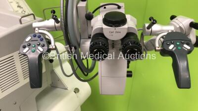 Zeiss OPMI NEURO Triple Operated Surgical Microscope with 3 x Zeiss f170 Binoculars, 6 x 10x Eyepieces, Zeiss Varioskop Lens, Zeiss Superlux 301 Light Source on Zeiss NC 4 Stand (Powers Up with Clear View) - 5