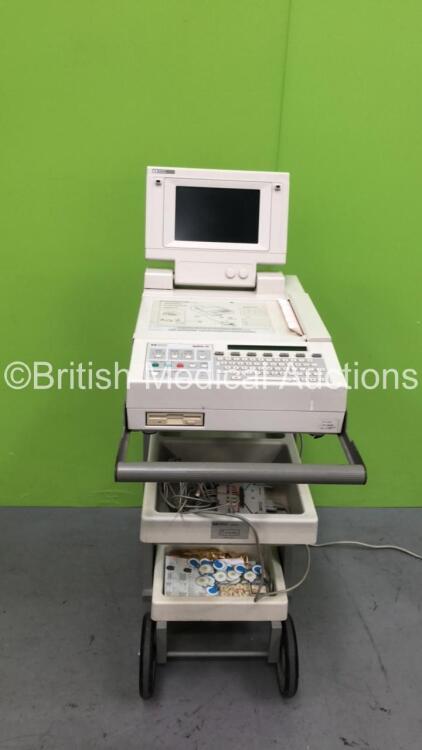 Hewlett Packard PageWriter XLi ECG Machine on Stand with 10 Lead ECG Leads (Powers Up with Blank Screen)