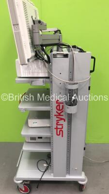 Stryker Stack Trolley with 2 x Stryker Vision Elect HD Monitors, Stryker 40L HighFlow Insufflator, Stryker 1188 HD High Definition Camera Control Unit, Stryker 1188 HD Camera Head and Stryker X8000 Light Source (Powers Up) *S/N SVE217J0776 / SVE217J0709 / - 9