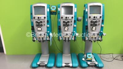 3 x Gambro Prismaflex Dialysis Machines - Software Version 7.21 - Running Hours 17194 / 6895 / 15557 with 2 x Barkey Autocontrol Units (2 x Power Up, 1 x No Power) *PA1602 / PA12546 / PA1600*