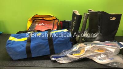 Mixed Lot Including 4 x Neck Braces, 2 x Gas Bottle Bags, 1 x Strap Carry Bag and 3 x Wellington Boots