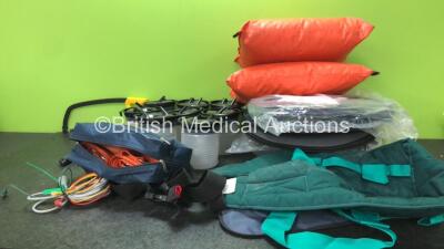 Mixed Lot Including 1 x Hacksaw, 1 x Bolt Cutter, 8 x Vac Sax Cups, 2 x Ferno Training Pillows, 1 x 3 Lead ECG Lead, 6 x Hospital Direct Rotating Cushion Pads, 1 x Locomotor Maxi Belt and 1 x Hartwell Medical Evac u Splint