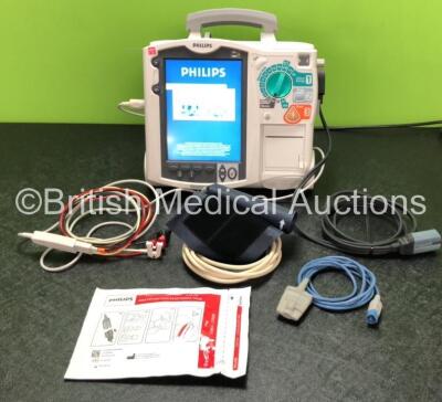 Philips MRx Defibrillator Including Pacer, ECG and Printer Options with 1 x 3 Lead ECG Lead, 1 x Paddle Lead, 1 x Electrode Pack *In Date* 1 x BP Cuff, 1 x SpO2 Finger Sensor, and 1 x Philips M3538A Battery (Powers Up with Stock Battery Module, Battery Mo