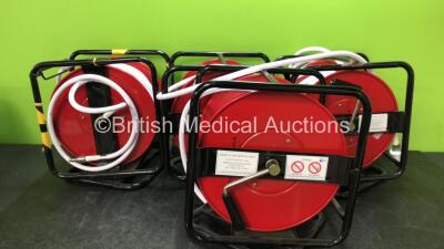 4 x Mec Medical 02 Hose Extension Reels *SN 443230010005, 443230010007, 443230010002, 443230010006*