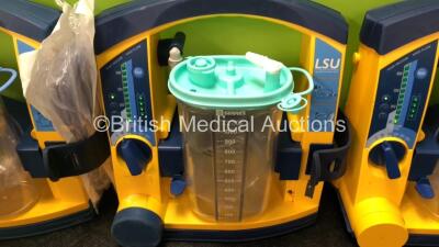 4 x Laerdal LSU Suction Units with 4 x Cups and 4 x Batteries (All Power Up, 1 x Missing Rubber Cap - See Photos) *SN 78271469697 / 78051969658 / 78271469761 / 78151467031* - 4