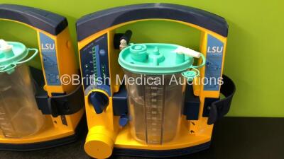 4 x Laerdal LSU Suction Units with 4 x Cups and 4 x Batteries (All Power Up, 1 x Missing Rubber Cap - See Photos) *SN 78271469697 / 78051969658 / 78271469761 / 78151467031* - 5