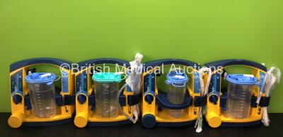 4 x Laerdal LSU Suction Units with 4 x Cups and 4 x Batteries (All Power Up, 3 x Missing Rubber Caps - See Photos) *SN 78122081687 / 78252087361 / 78081354297 / 78271469733*