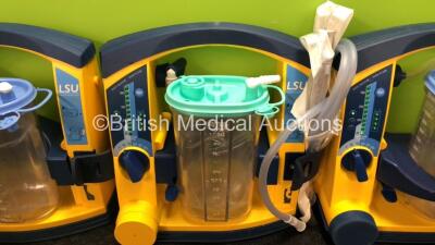 4 x Laerdal LSU Suction Units with 4 x Cups and 4 x Batteries (All Power Up, 3 x Missing Rubber Caps - See Photos) *SN 78122081687 / 78252087361 / 78081354297 / 78271469733* - 3