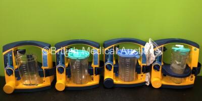 4 x Laerdal LSU Suction Units with 4 x Cups and 4 x Batteries (All Power Up, 3 x Missing Rubber Caps, 1 x Missing Cup Lid - See Photos) *SN 78071858797 / 78501758162 / 78232086127 / 78081354300*