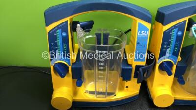 4 x Laerdal LSU Suction Units with 4 x Cups and 4 x Batteries (All Power Up, 3 x Missing Rubber Caps, 1 x Missing Cup Lid - See Photos) *SN 78071858797 / 78501758162 / 78232086127 / 78081354300* - 2