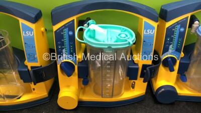 4 x Laerdal LSU Suction Units with 4 x Cups and 4 x Batteries (All Power Up, 3 x Missing Rubber Caps, 1 x Missing Cup Lid - See Photos) *SN 78071858797 / 78501758162 / 78232086127 / 78081354300* - 3