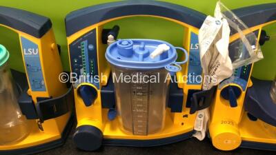 4 x Laerdal LSU Suction Units with 4 x Cups and 4 x Batteries (All Power Up, 3 x Missing Rubber Caps, 1 x Missing Cup Lid - See Photos) *SN 78071858797 / 78501758162 / 78232086127 / 78081354300* - 4