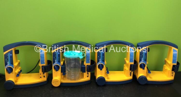 4 x Laerdal LSU Suction Units with 1 x Cup and 3 x Batteries (All Power Up, 1 x Missing Rubber Cap - See Photos) *SN 78081859335 / 78391472800 / 78232086573 / 78122081699*