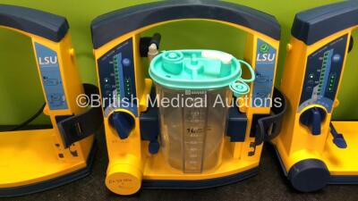 4 x Laerdal LSU Suction Units with 1 x Cup and 3 x Batteries (All Power Up, 1 x Missing Rubber Cap - See Photos) *SN 78081859335 / 78391472800 / 78232086573 / 78122081699* - 3