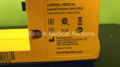 4 x Laerdal LSU Suction Units with 1 x Cup and 3 x Batteries (All Power Up, 1 x Missing Rubber Cap - See Photos) *SN 78081859335 / 78391472800 / 78232086573 / 78122081699* - 6