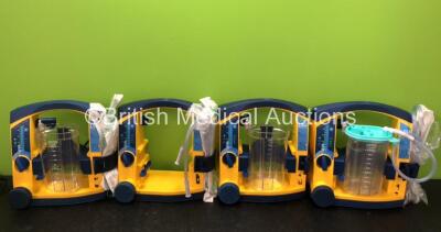 4 x Laerdal LSU Suction Units with 3 x Cups and 3 x Batteries (All Power Up, 2 x Missing Cup Lids - See Photos) *SN 78232086570 / 78271469724 / 78271469723 / 78262087961*