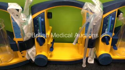 4 x Laerdal LSU Suction Units with 3 x Cups and 3 x Batteries (All Power Up, 2 x Missing Cup Lids - See Photos) *SN 78232086570 / 78271469724 / 78271469723 / 78262087961* - 3