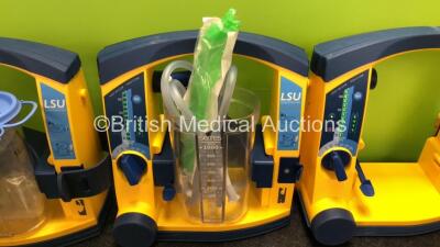 4 x Laerdal LSU Suction Units with 2 x Cups and 4 x Batteries (All Power Up, 1 x Missing Rubber Cap, 1 x Missing Cup Lid - See Photos) *SN 78092199584 / 78092199627 / 78081859569 / 78491757908* - 3