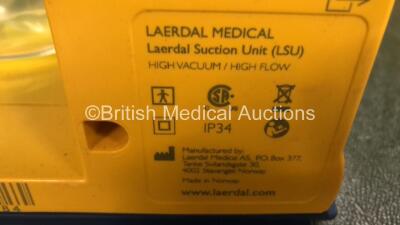 4 x Laerdal LSU Suction Units with 2 x Cups and 4 x Batteries (All Power Up, 1 x Missing Rubber Cap, 1 x Missing Cup Lid - See Photos) *SN 78092199584 / 78092199627 / 78081859569 / 78491757908* - 6