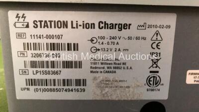 3 x Physio Control Ref 11141-000107 Battery Chargers with 4 x Physio Control Ref 21330-001176 Batteries (All Power Up) *SN LP15S03667 / LP15S02477 / NA* - 5