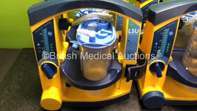 6 x Laerdal LSU Suction Units with 6 x Cups and 6 x Batteries (All Power Up, 2 x Missing Rubber Caps - See Photos) *SN 78230897985 / 78330787851 / 78081465029 / 78470854560 / 78481474880 / 78151184179* - 2