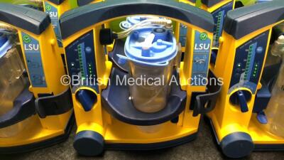 6 x Laerdal LSU Suction Units with 6 x Cups and 6 x Batteries (All Power Up, 2 x Missing Rubber Caps - See Photos) *SN 78230897985 / 78330787851 / 78081465029 / 78470854560 / 78481474880 / 78151184179* - 3